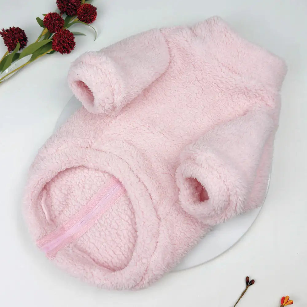 Plush Teddy Fleece Dog Zippy Jacket in Pink - Rich Paw - 6