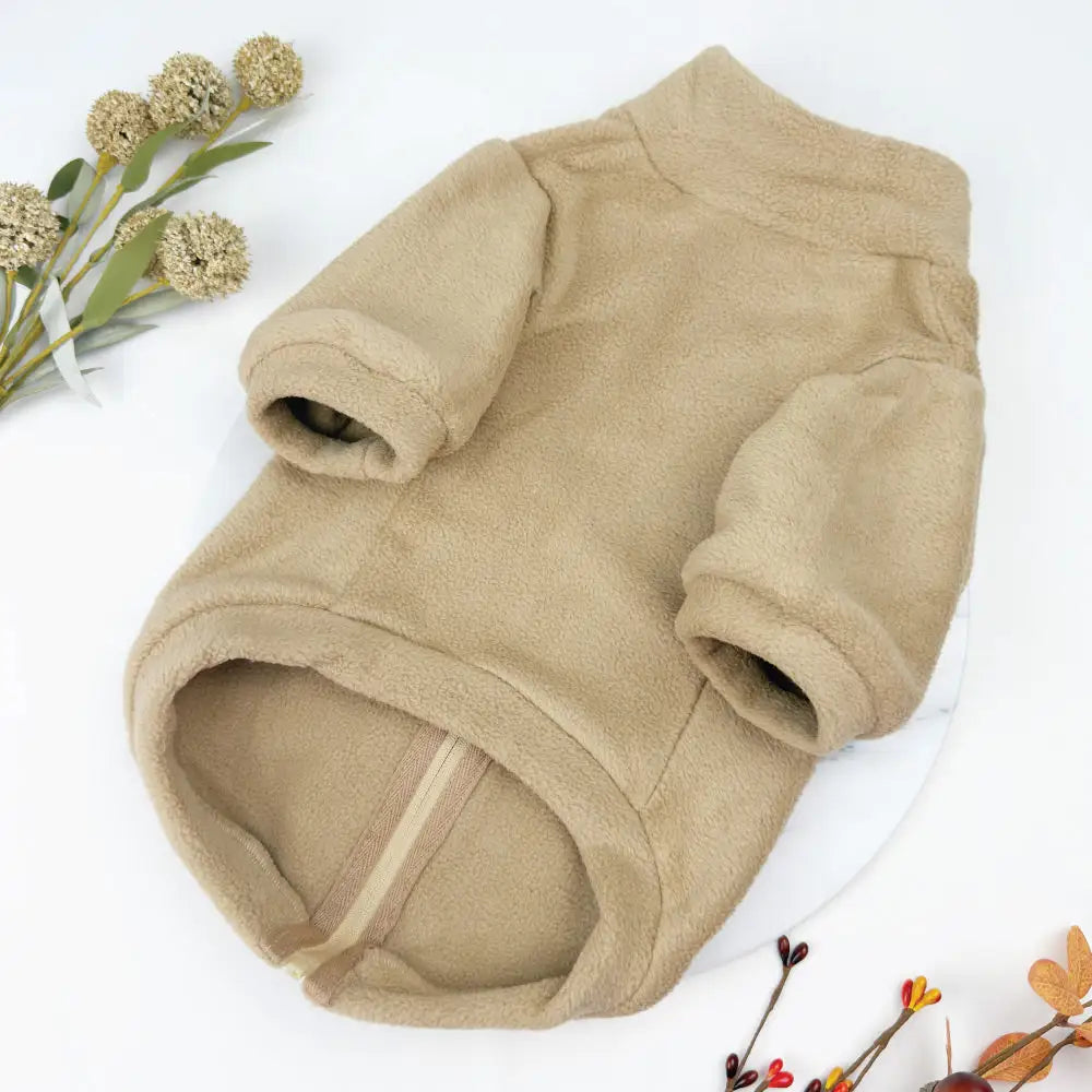 Polar Fleece Dog Zippy Jacket in Beige - Rich Paw - 6