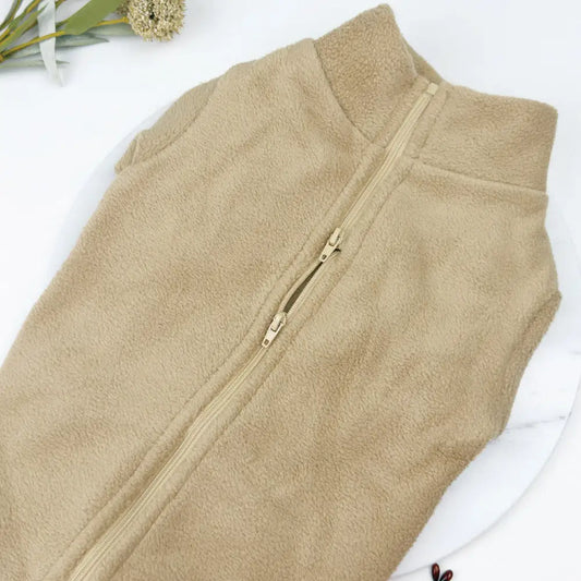 Polar Fleece Dog Zippy Jacket in Beige - Rich Paw - 1