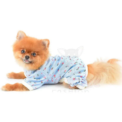 Pretty Floral Small Dog Pyjamas Blue - Posh Pawz - 4