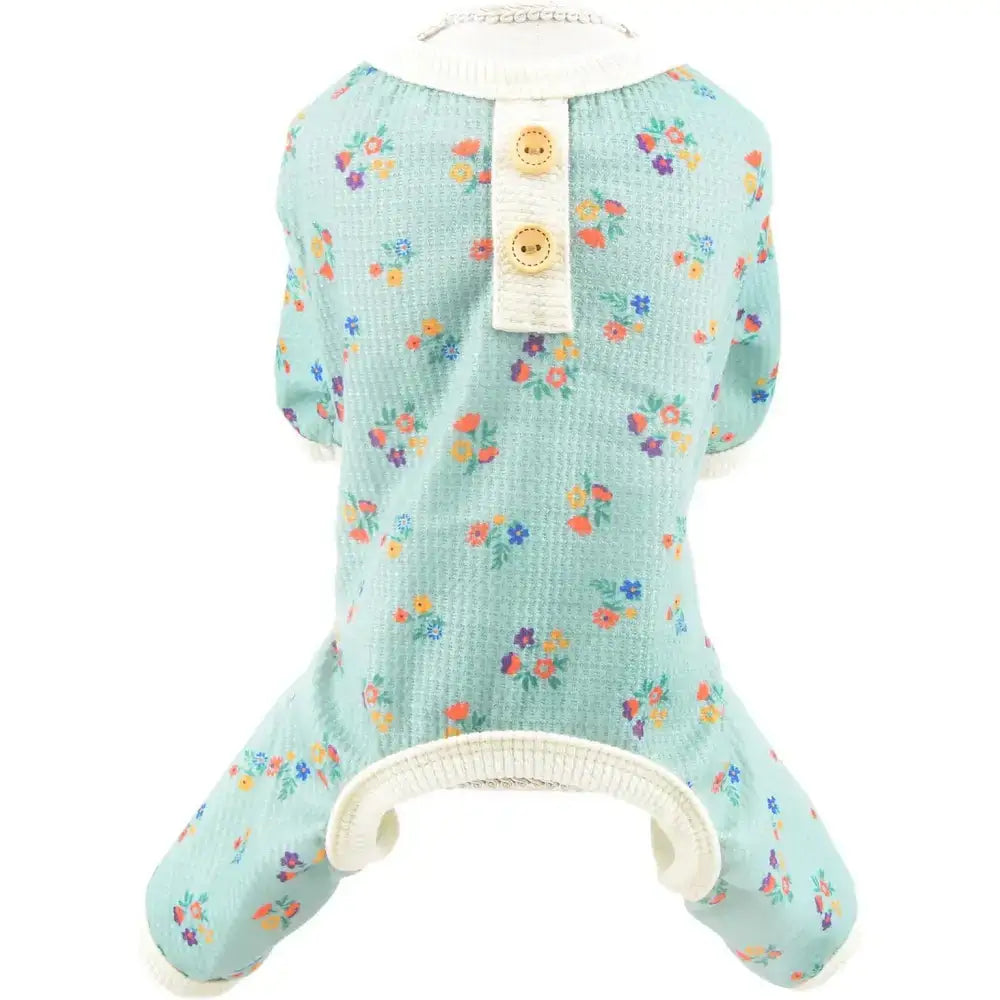 Pretty Floral Small Dog Pyjamas Blue - Posh Pawz - 1