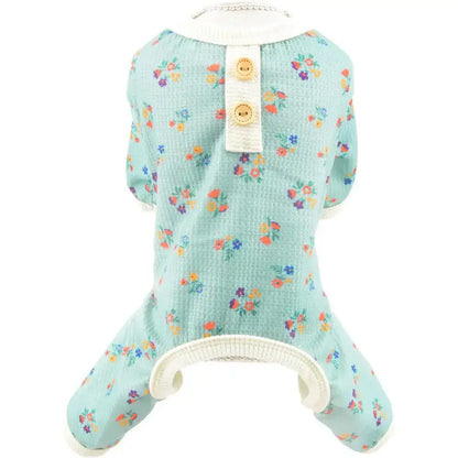 Pretty Floral Small Dog Pyjamas Blue - Posh Pawz - 1