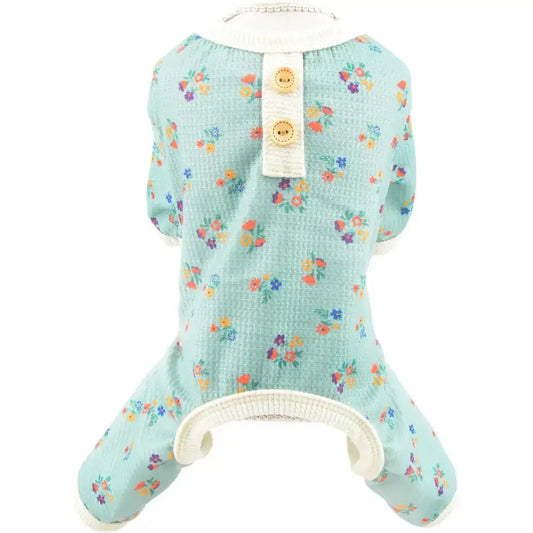 Pretty Floral Small Dog Pyjamas Blue - Posh Pawz - 1