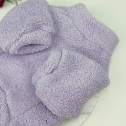 Plush Teddy Fleece Dog Zippy Jacket In Lilac