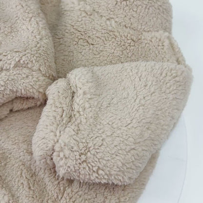Plush Teddy Fleece Dog Zippy Jacket In Beige