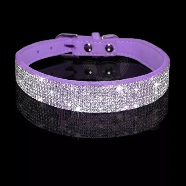 Purple Crystal Eco-suede Dog Collar - Posh Pawz - 2