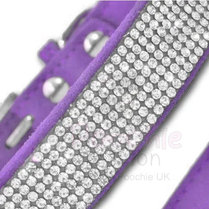 Purple Crystal Eco-suede Dog Collar - Posh Pawz - 3