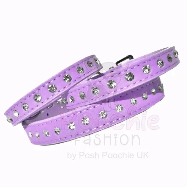 Purple Eco Suede Diamante Dog Collar - Posh Pawz - 2