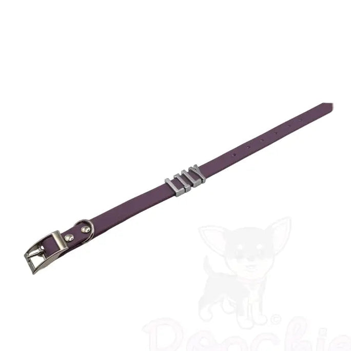 Purple Waterproof Personalised Dog Collar with Chrome Letters - Poochie Fashion - 3