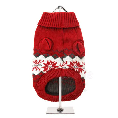 Red Alpine Snowflake Dog Jumper - Urban - 3