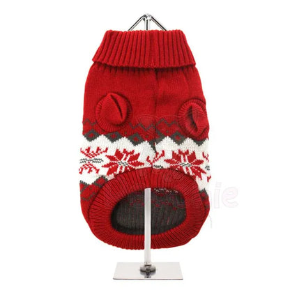 Red Alpine Snowflake Dog Jumper - Urban Pup - 3