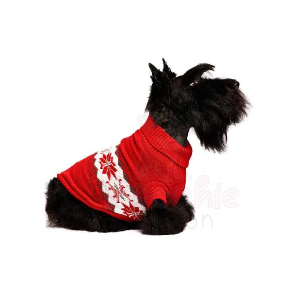 Red Alpine Snowflake Dog Jumper - Urban Pup - 2