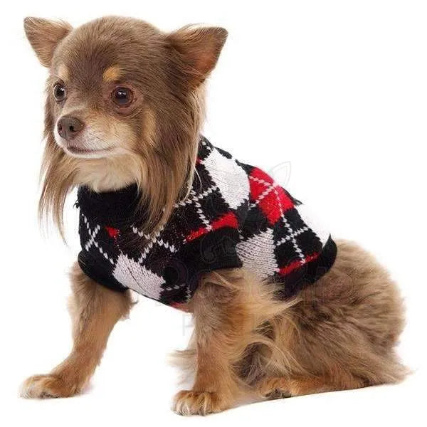Red and Black Argyle Dog Jumper - Urban Pup - 2
