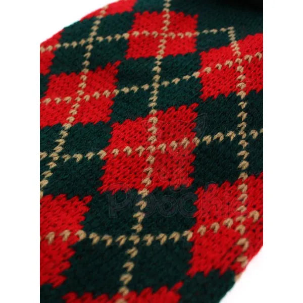 Red and Dark Green Argyle Dog Jumper - Urban Pup - 5