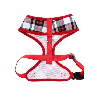 Red And White Tartan Plaid Designer Dog Harness - Urban Pup - 2