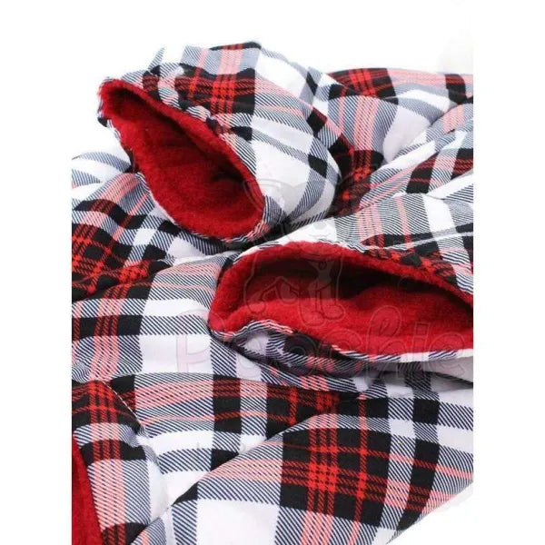 Red And White Tartan Plaid Fish Tail Parka Dog Coat - Urban Pup - 4