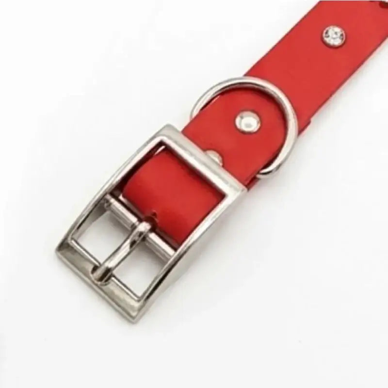 Red Biothane Crystal Cluster Dog Collar - Poochie Fashion - 3