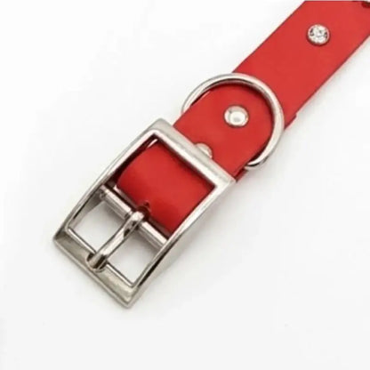 Red Biothane Crystal Cluster Dog Collar - Poochie Fashion - 3