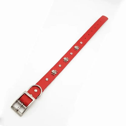 Red Biothane Skull & Crossbones Crystal Dog Collar - Poochie Fashion - 4