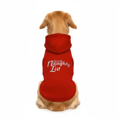 Red Christmas Naughty List Fleece Dog Hoodie - Poochie Fashion - 1