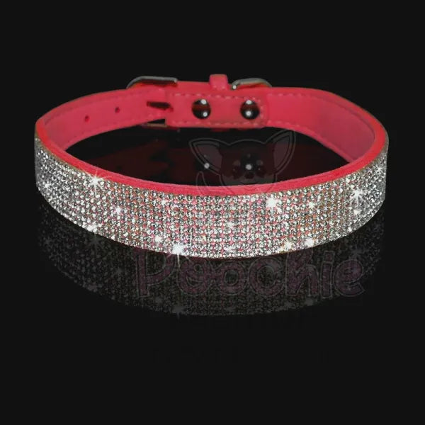 Red Crystal Eco-suede Dog Collar - Posh Pawz - 2