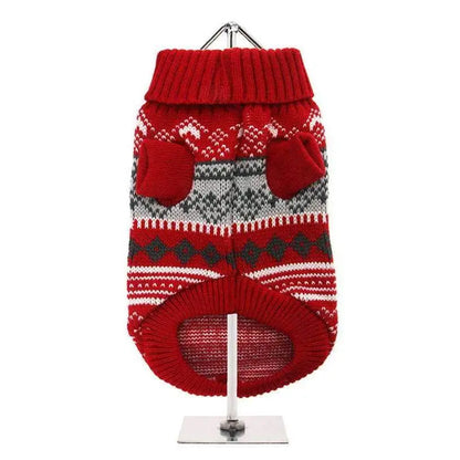 Red Fair Isle Luxury Vintage Dog Jumper Medium - Sale - 3