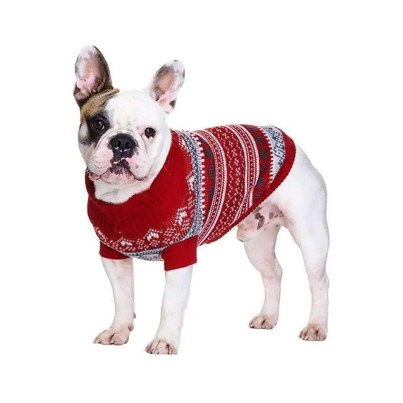 Red Fair Isle Luxury Vintage Dog Jumper Xl - Sale - 1