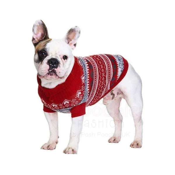 Red Fair Isle Vintage Dog Jumper - Urban - 3