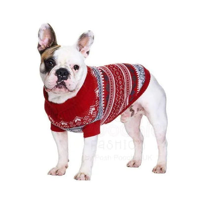 Red Fair Isle Vintage Dog Jumper - Urban - 3
