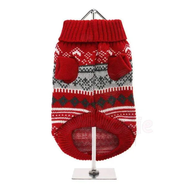 Red Fair Isle Vintage Dog Jumper - Urban Pup - 2