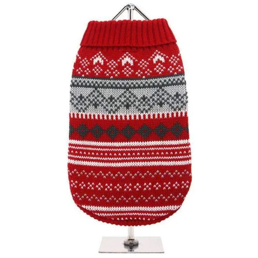 Red Fair Isle Vintage Dog Jumper - Urban Pup - 1