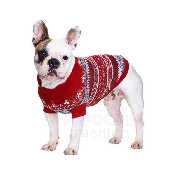 Red Fair Isle Vintage Dog Jumper - Urban Pup - 3