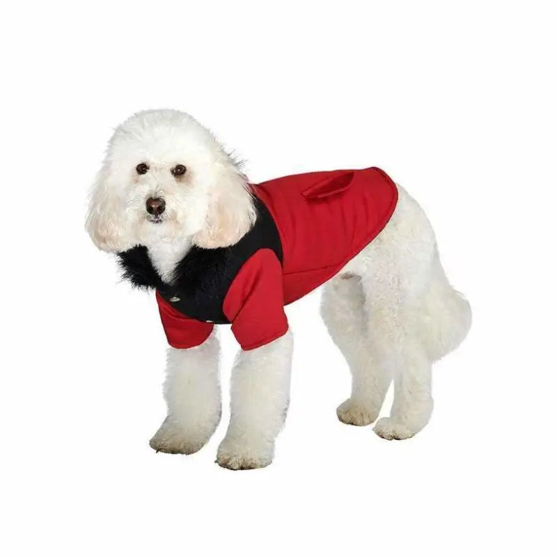 Red On Black Two Tone Designer Parka Dog Coat - Urban Pup - 2