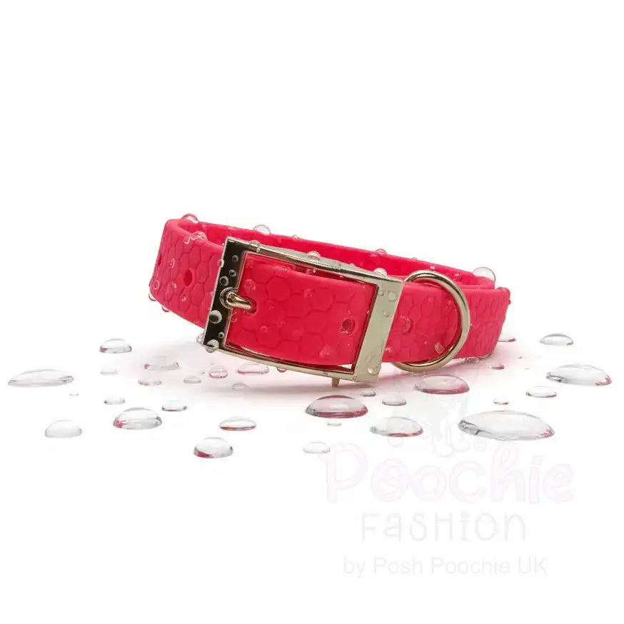 Red Waterproof Personalised Dog Collar with Diamante Letters - Poochie Fashion - 5