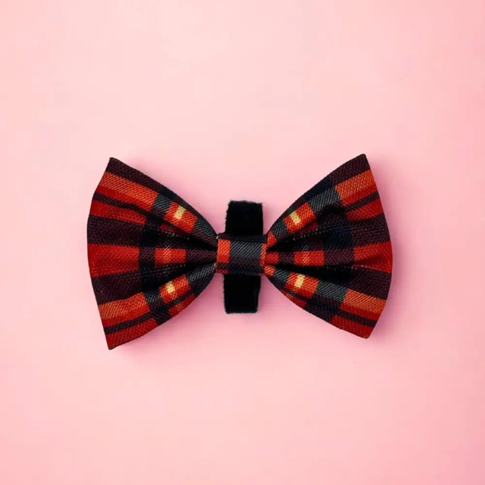 Red Tartan Dog Bow Tie - Pupclub Couture - 1