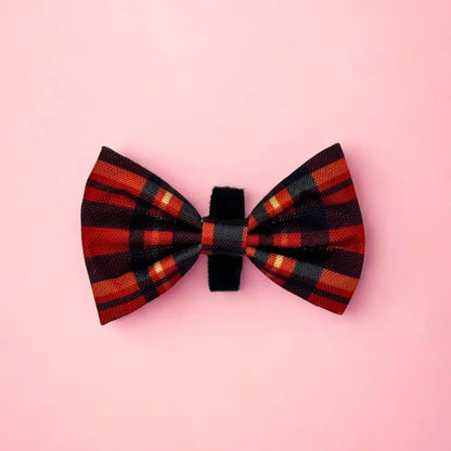 Red Tartan Dog Bow Tie - Pupclub Couture - 1