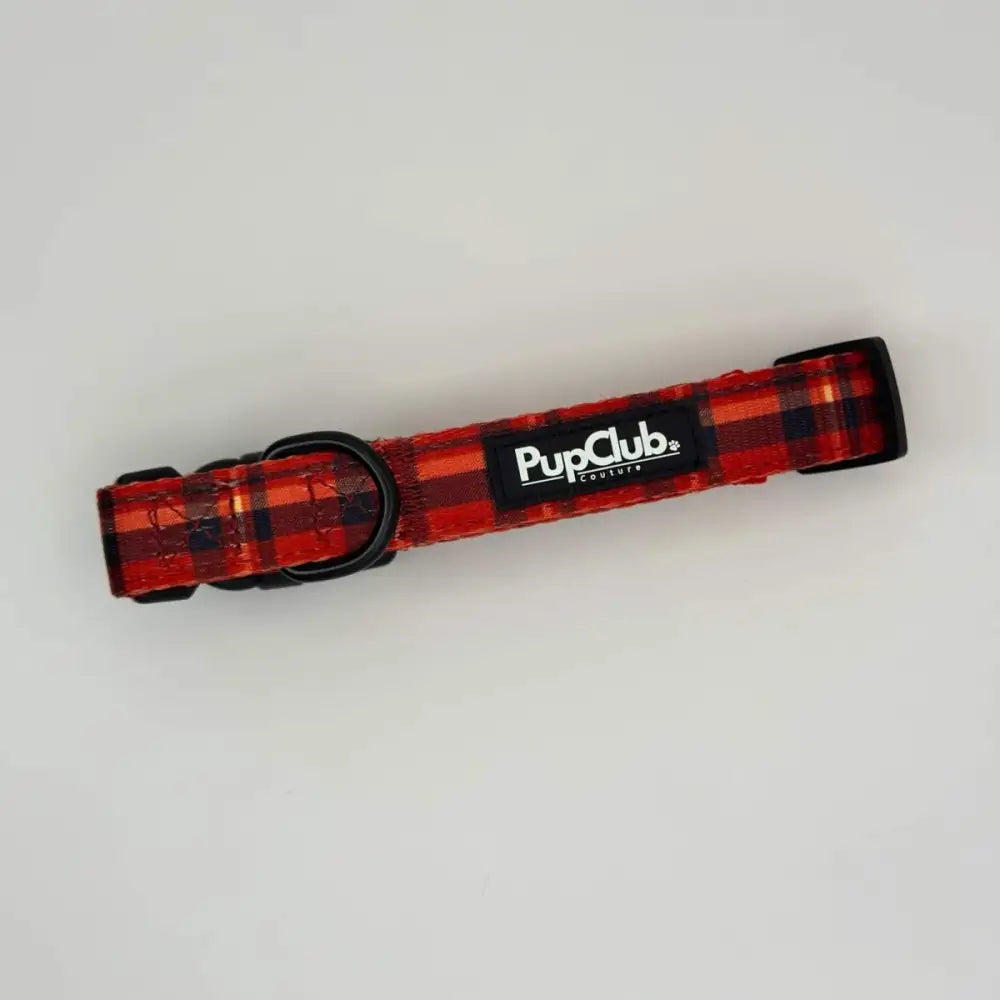 Red Tartan Dog Collar - Pupclub Couture - 1