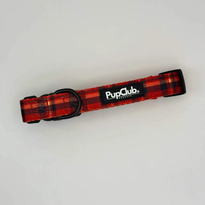 Red Tartan Dog Collar - Pupclub Couture - 1
