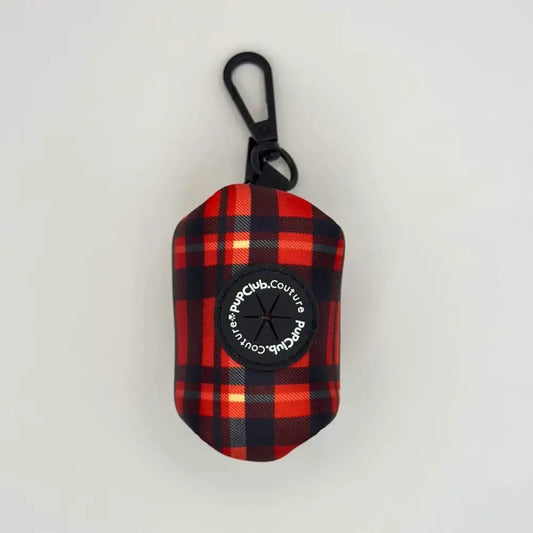 Red Tartan Dog Poo Bag Holder - Pupclub Couture - 1