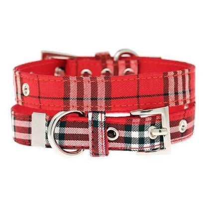 Red Tartan Fabric Dog Collar - Faults - Small - Sale - 1