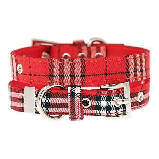 Red Tartan Fabric Dog Collar - Faults - Small - Sale - 1