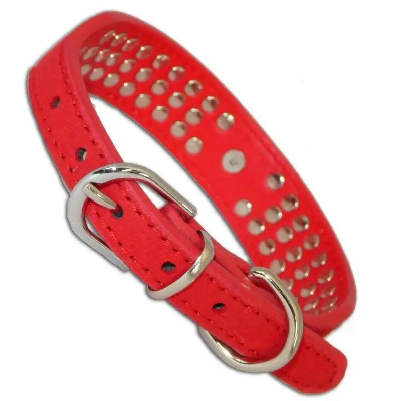 Red Triple Rhinestone eco-Suede Dog Collar - Posh Pawz - 2