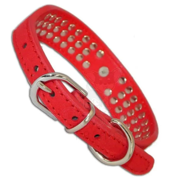Red Triple Rhinestone Eco-suede Dog Collar - Posh Pawz - 3
