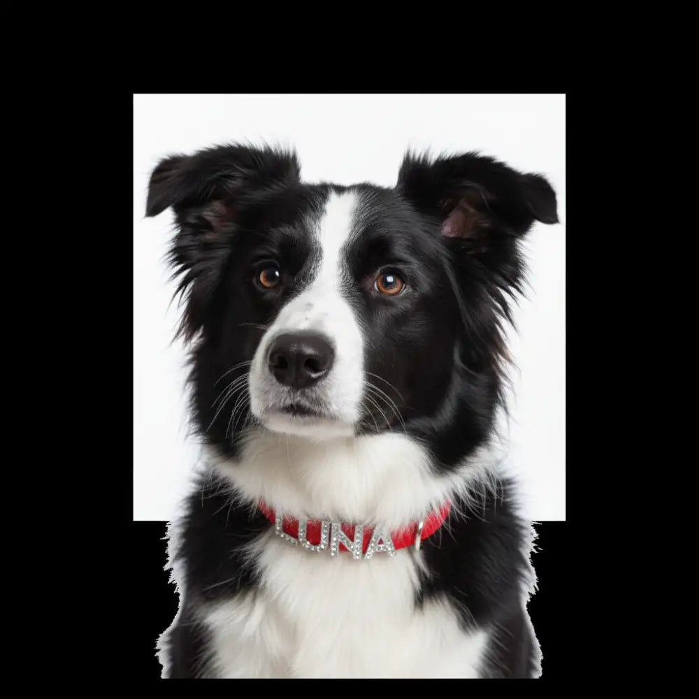 Red Waterproof Personalised Dog Collar with Large Diamante Letters - Poochie Fashion - 3
