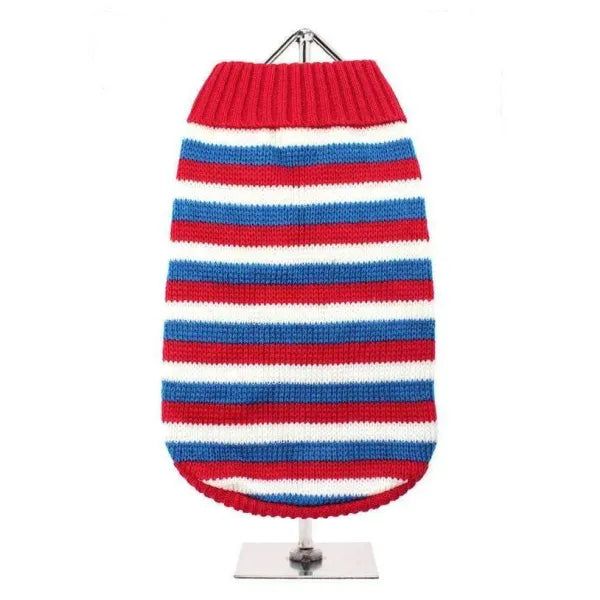Red White and Blue Striped Dog Jumper - Urban Pup - 1