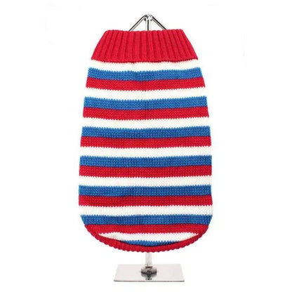 Red White and Blue Striped Dog Jumper - Urban Pup - 1