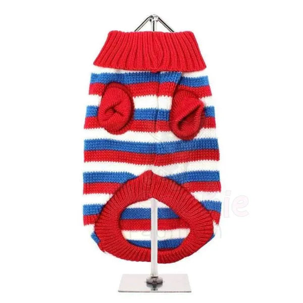 Red White and Blue Striped Dog Jumper - Urban Pup - 3