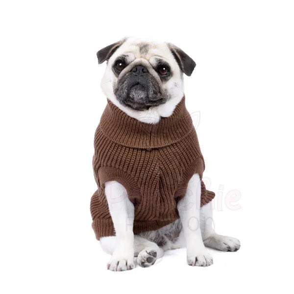 Ribbed Turtle Neck Supersoft Dog Jumper in Cocoa Brown - Rich Paw - 3