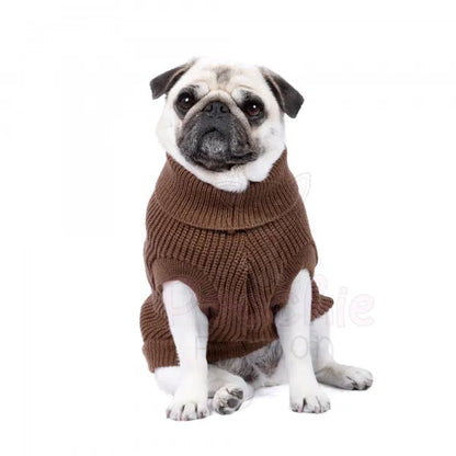 Ribbed Turtle Neck Supersoft Dog Jumper in Cocoa Brown - Rich Paw - 3
