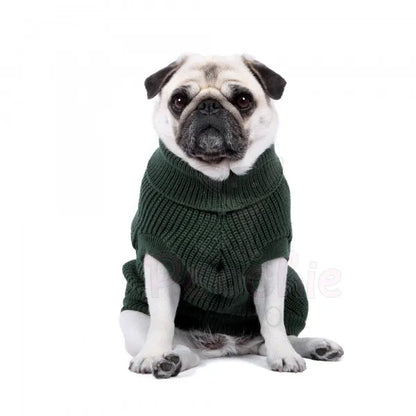 Ribbed Turtle Neck Supersoft Dog Jumper in Forest Green - Rich Paw - 2